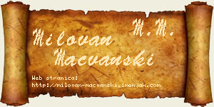 Milovan Mačvanski vizit kartica